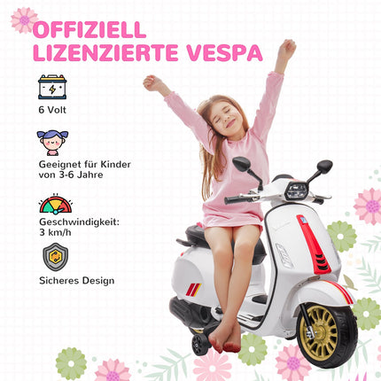 Elektrisches Kindermotorrad 6V mit MP3, LED, USB, Weiß