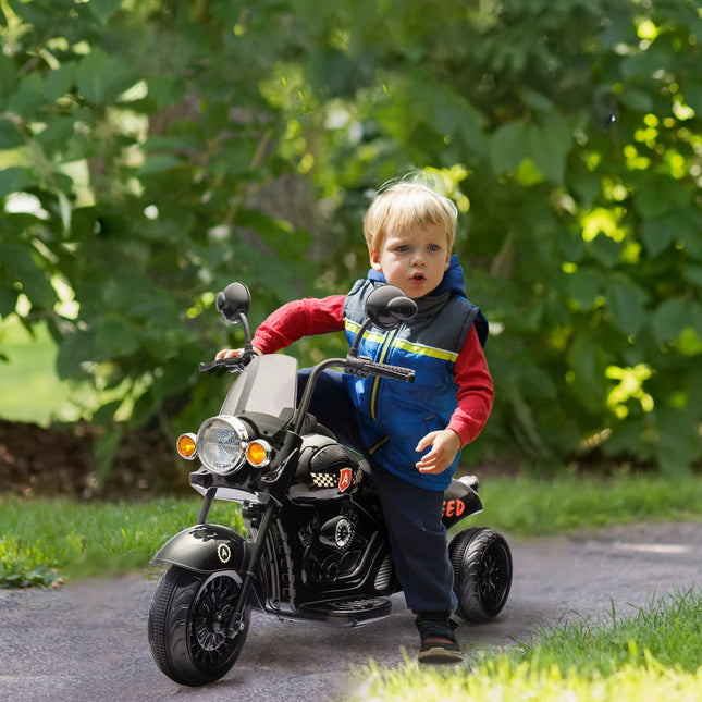 Elektro-Motorrad für Kinder, 6V, LED, 3-6 Jahre, Schwarz