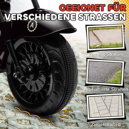 Elektro-Motorrad für Kinder, 6V, LED, 3-6 Jahre, Schwarz