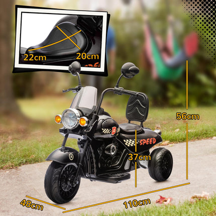 Elektro-Motorrad für Kinder, 6V, LED, 3-6 Jahre, Schwarz