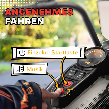 Elektro-Motorrad für Kinder, 6V, LED, 3-6 Jahre, Schwarz