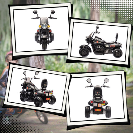 Elektro-Motorrad für Kinder, 6V, LED, 3-6 Jahre, Schwarz