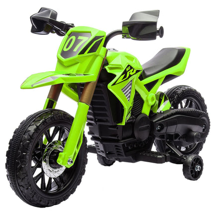 6V-Elektromotorrad für Kinder mit Stützrädern – grün