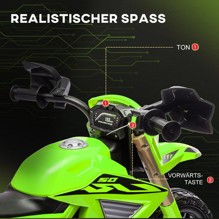 6V-Elektromotorrad für Kinder mit Stützrädern – grün