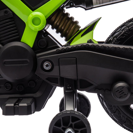6V-Elektromotorrad für Kinder mit Stützrädern – grün