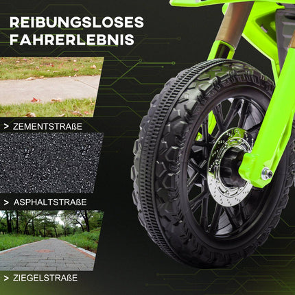6V-Elektromotorrad für Kinder mit Stützrädern – grün