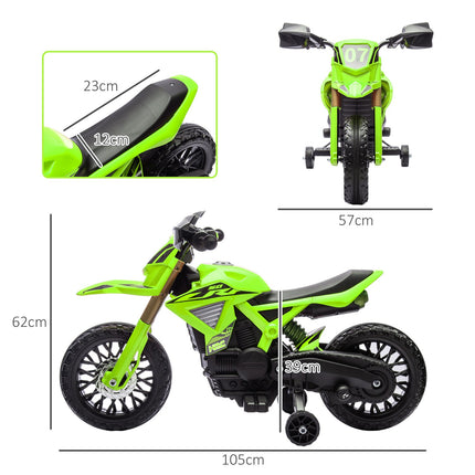 6V-Elektromotorrad für Kinder mit Stützrädern – grün