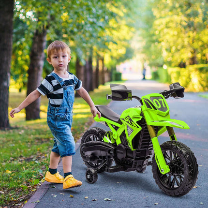 6V-Elektromotorrad für Kinder mit Stützrädern – grün