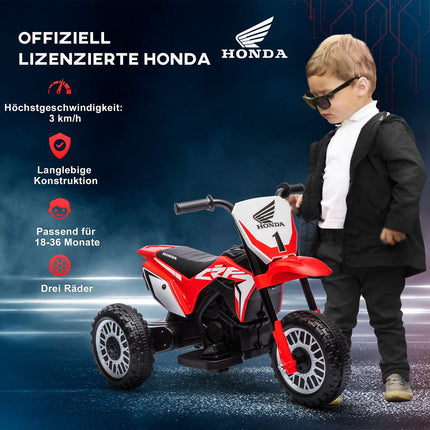 6V Elektromotorrad für Kinder mit Hupe und Musik, rot