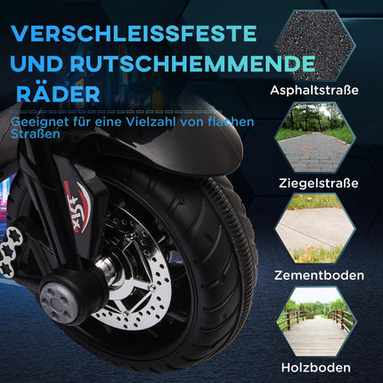 Kinder 6V Elektromotorrad, Musik & Licht, schwarz/rot