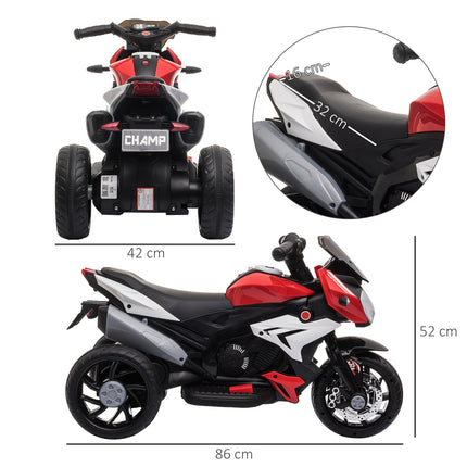 Kinder 6V Elektromotorrad, Musik & Licht, schwarz/rot