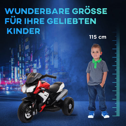 Kinder 6V Elektromotorrad, Musik & Licht, schwarz/rot
