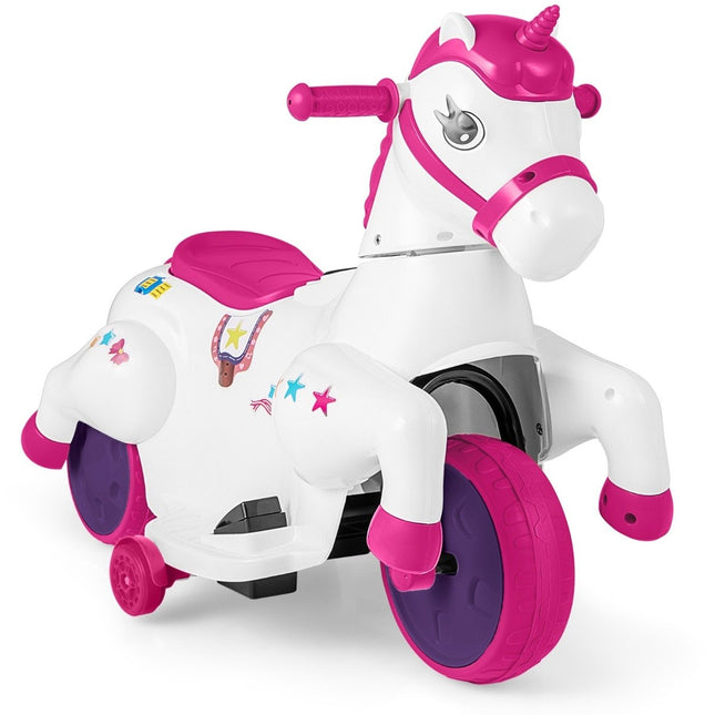 Kinder Elektromotorrad mit Musik &amp; LED &amp; Elektromotorrad mit Stützrädern für Kinder ab 3 Jahren rosa