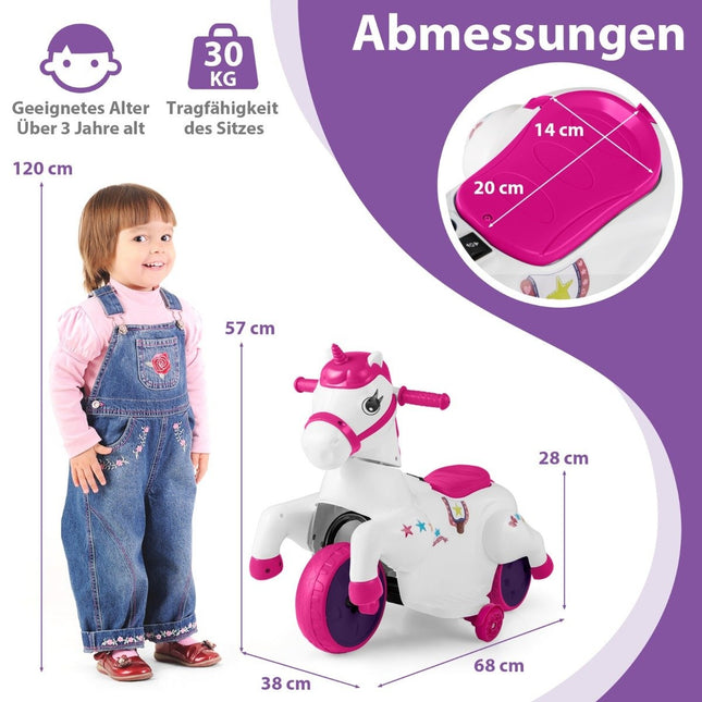 Kinder Elektromotorrad mit Musik &amp; LED &amp; Elektromotorrad mit Stützrädern für Kinder ab 3 Jahren rosa
