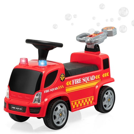 Camion de pompiers pour enfants avec pistolet à bulles pour enfants de 18 à 36 mois rouge