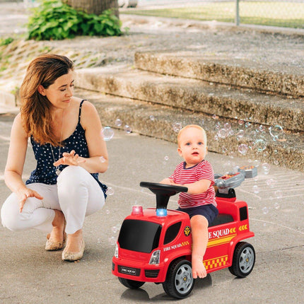 Camion de pompiers pour enfants avec pistolet à bulles pour enfants de 18 à 36 mois rouge