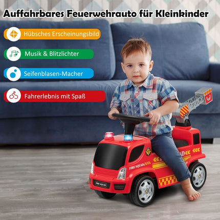Camion de pompiers pour enfants avec pistolet à bulles et échelle pour enfants de 18 à 36 mois rouge