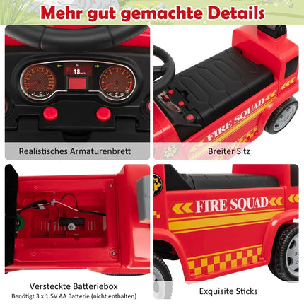 Camion de pompiers pour enfants avec pistolet à bulles et échelle pour enfants de 18 à 36 mois rouge