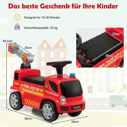 Camion de pompiers pour enfants avec pistolet à bulles et échelle pour enfants de 18 à 36 mois rouge