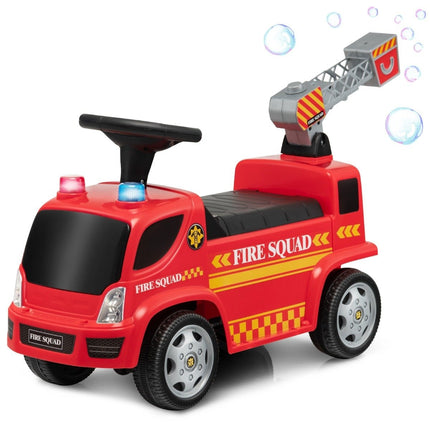 Camion de pompiers pour enfants avec pistolet à bulles et échelle pour enfants de 18 à 36 mois rouge