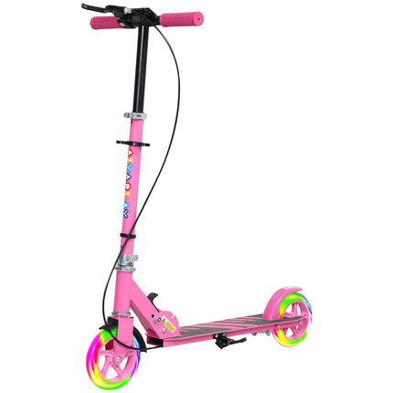 Children's folding scooter with adjustable handlebars, pink
