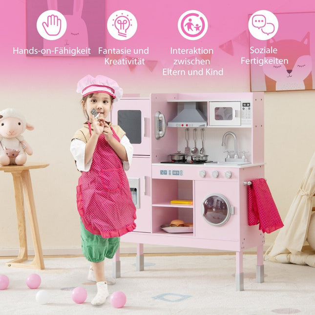 Kinderküche aus Holz mit 16 Spielzubehörteilen für Kinder ab 3 Jahren. 83 x 29 x 103 cm rosa