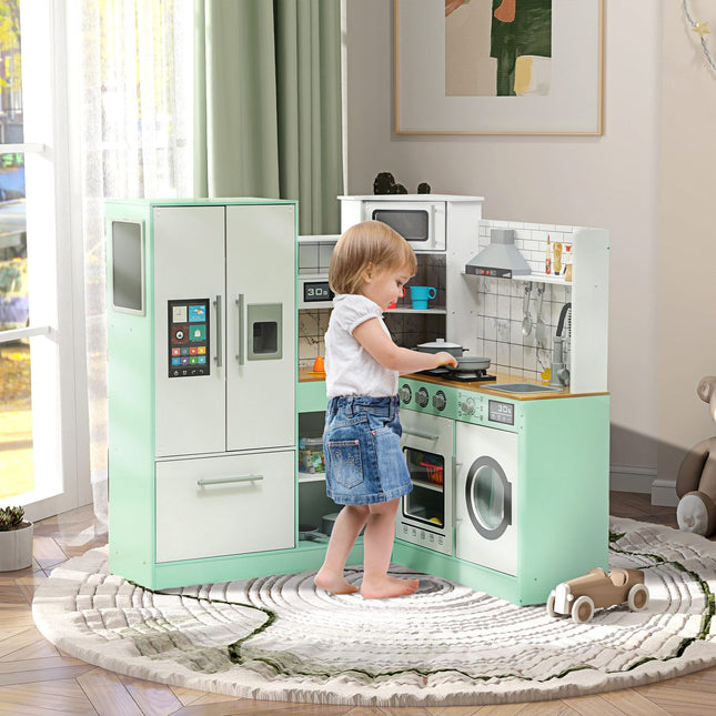 Play kitchen for children with blackboard and realistic functions