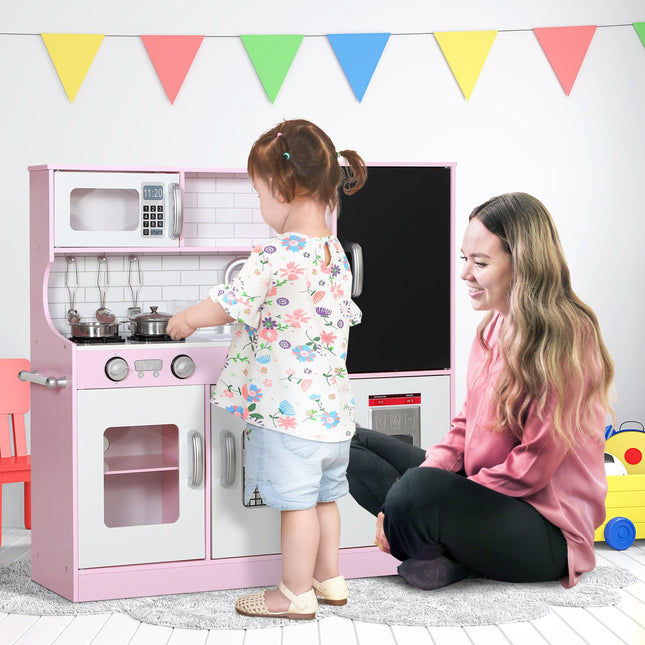 Pinke Spielküche für Kinder mit Spielzeugtelefon und Zubehör