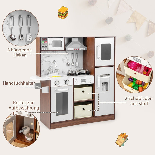 Kinderküche Spielset Moderne Spielzeugküche mit attraktiven Lichtern Kaffee