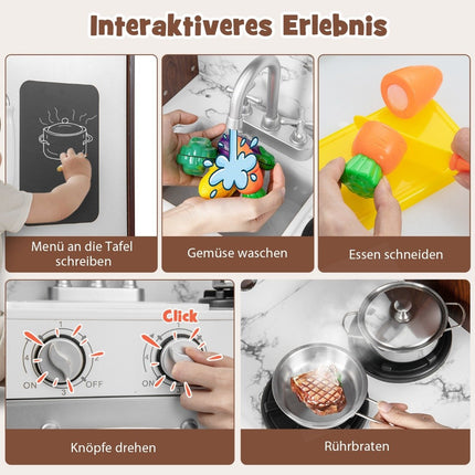 Kinderküche Spielset Moderne Spielzeugküche mit attraktiven Lichtern Kaffee