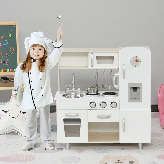 Spielküche mit Zubehör, Kiefer & MDF, 3 Jahre+, Weiß