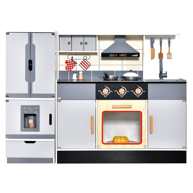 Kinderküche mit teilbarem Kühlschrank &amp; Licht &amp; Musik &amp; Sound &amp; 12 Zubehör Kühlschrank