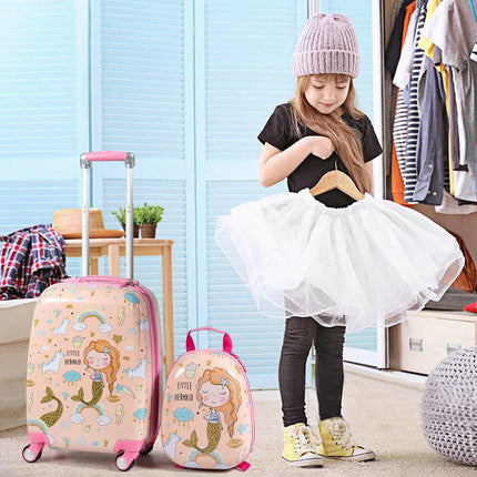 Kindergepäck Meerjungfrau Reisekoffer Kinderkoffer Set mit Rucksack Rosa