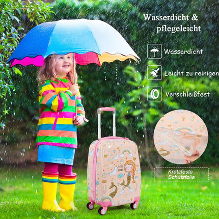 Kindergepäck Meerjungfrau Reisekoffer Kinderkoffer Set mit Rucksack Rosa