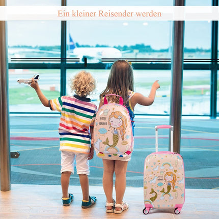Kindergepäck Meerjungfrau Reisekoffer Kinderkoffer Set mit Rucksack Rosa