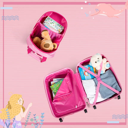 Kindergepäck Meerjungfrau Reisekoffer Kinderkoffer Set mit Rucksack Rosa
