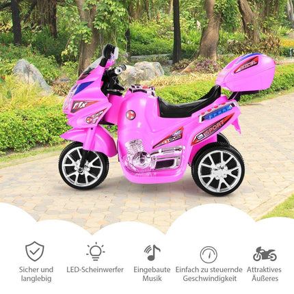 Children's motorcycle 6 V electric motorcycle with music and headlights for children pink