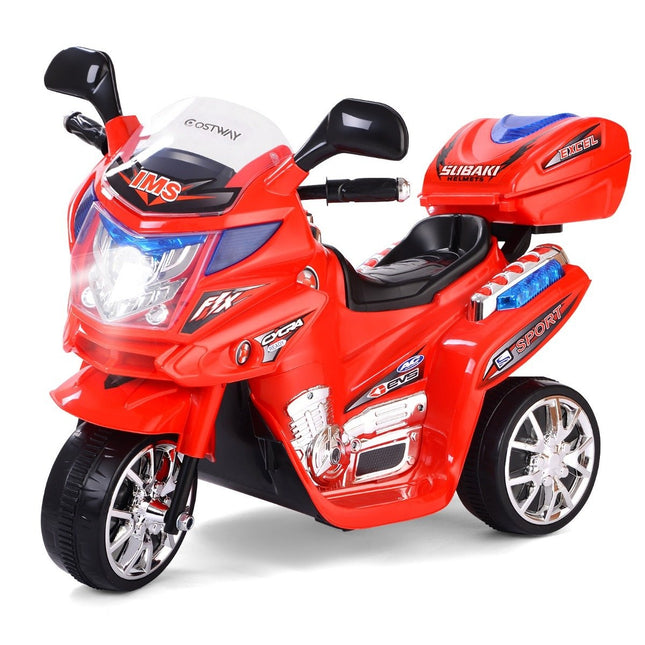Kindermotorrad 6V Elektromotorrad mit Musik und Scheinwerfern für Kinder Rot