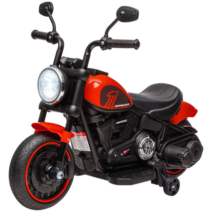Electric motorcycle for children, red, with training wheels, 3 km/h