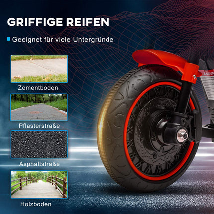 Electric motorcycle for children, red, with training wheels, 3 km/h
