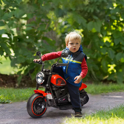Electric motorcycle for children, red, with training wheels, 3 km/h