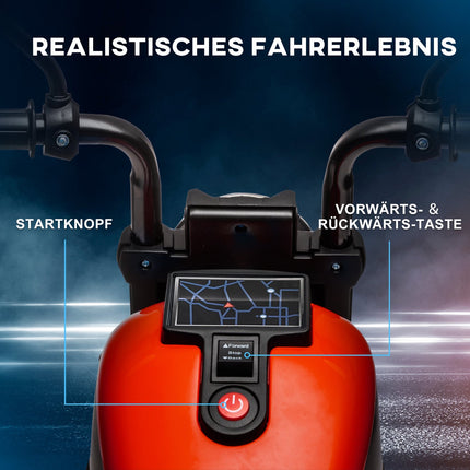 Electric motorcycle for children, red, with training wheels, 3 km/h