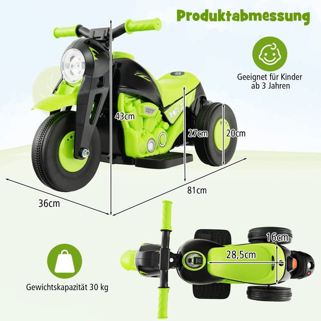 Kindermotorrad mit Seifenblasenmaschine &amp; Musik &amp; LED-Scheinwerfer Kindermotorrad Grün