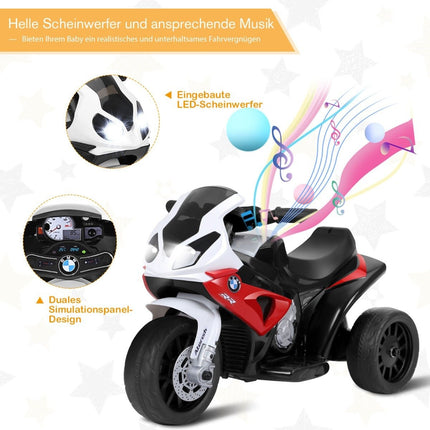 Kindermotorfiets met zijwieltjes 6 V elektrische motorfiets met muziek 66 x 37 x 44,5 cm rood