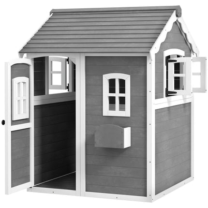Wooden outdoor playhouse for children 3-8 years old with door and window