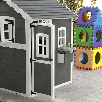 Wooden outdoor playhouse for children 3-8 years old with door and window