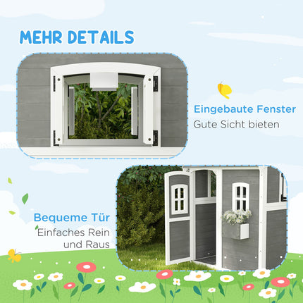 Wooden outdoor playhouse for children 3-8 years old with door and window