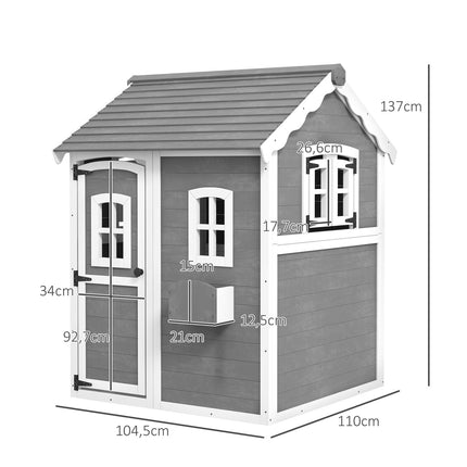 Wooden outdoor playhouse for children 3-8 years old with door and window