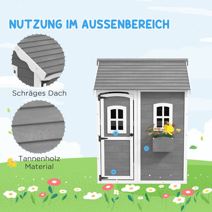 Wooden outdoor playhouse for children 3-8 years old with door and window