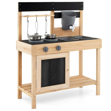 Cuisine de jeu pour enfants avec 2 éviers amovibles, robinet, cuisinière et ustensiles de cuisine